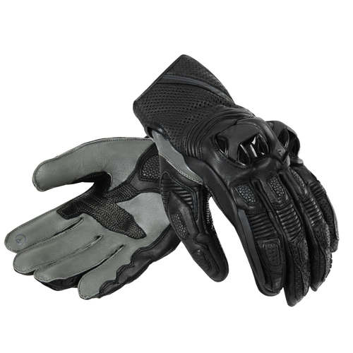 כפפות עור רבל הורן שחור / אפור -  REBELHORN ST SHORT GLOVES
