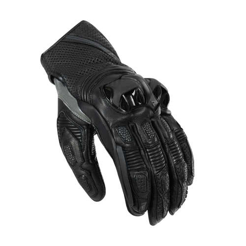 כפפות עור רבל הורן שחור / אפור / אדום -  REBELHORN ST SHORT GLOVES