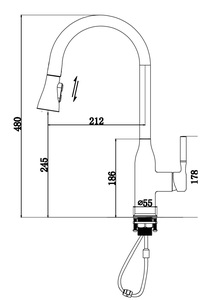 ברז מטבח נשלף 2 מצבי זרימה ניקל מבריק 1025 סיוון אופיר
