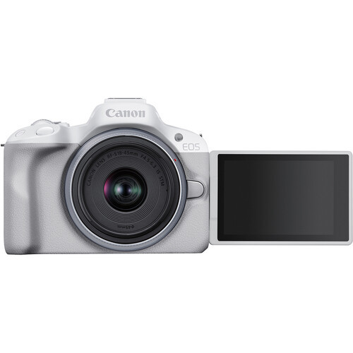 מצלמת מירורלס ועדשה Canon EOS R50 Kit + 18-45mm בצבע לבן