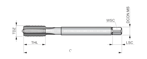 מברז מכונה 5.0X 0.80 3FL DIN376 HSCO דגם E250M5