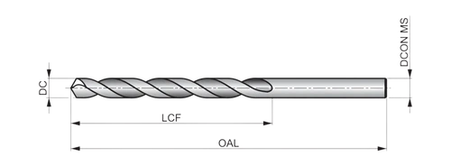 מקדח מקביל ארוך 5.00 MM 87X132 HSS דגם A1105.0