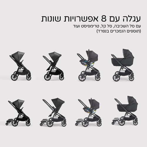 עגלה לתינוק משולבת עם סל שכיבה סיטי סייטס City Sights Stroller - שחור בייבי ג'וגר