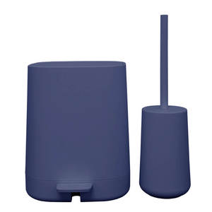 סט פח אשפה 4 ליטר ומברשת אסלה, כחול קטיפה 