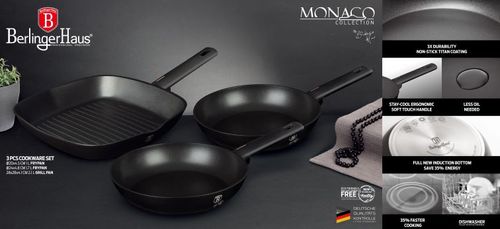 סט 3 מחבתות איכותיות BERLINGERHAUS MONACO BH-7096
