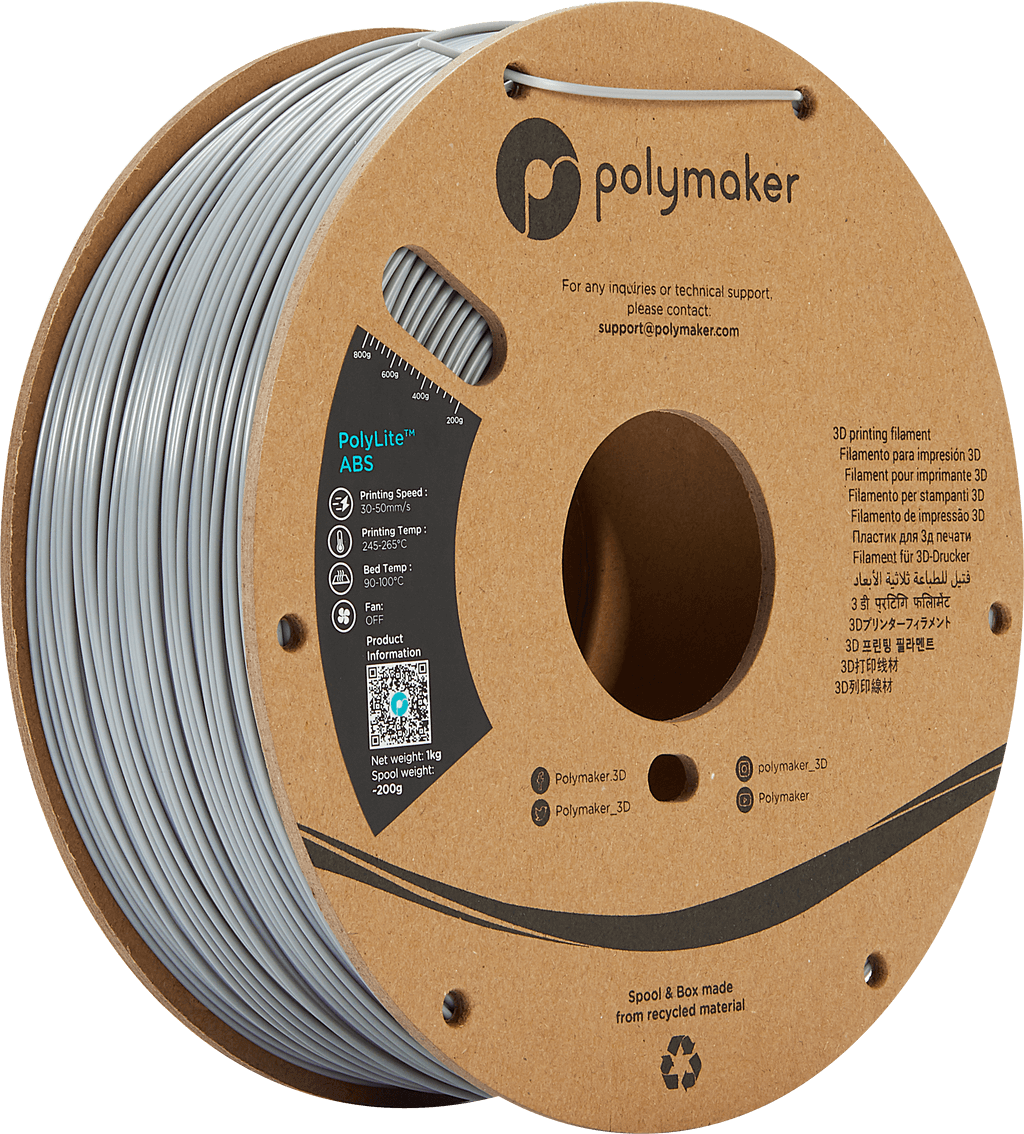 פילמנט אפור 1 ק"ג 1.75 מ"מ- Polylite ABS GREY
