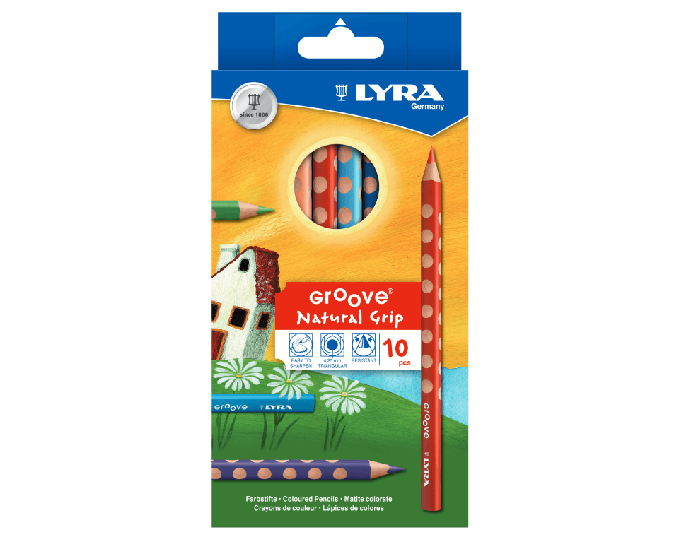 סט 10 עפרונות Groove Natural Grip צבעוניים