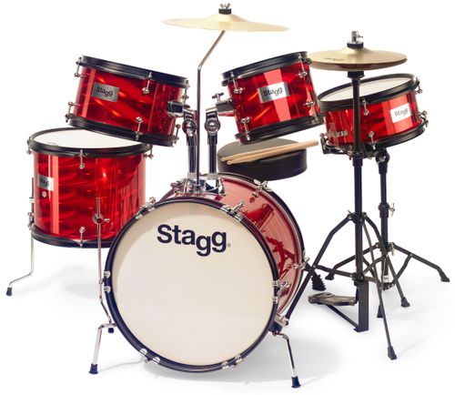 מערכת תופים לילדים ג'וניור 5 חלקים Stagg TIM JR 5/16B RD