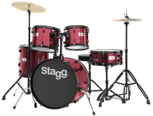 מערכת תופים 5 חלקים בס 20″ בצבע אדום Stagg TIM120B WR