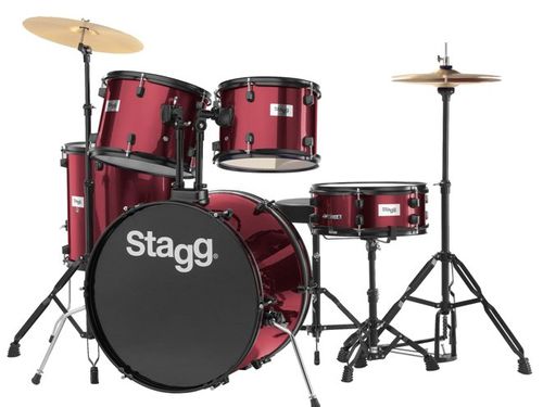 מערכת תופים 5 חלקים בס 22″ בצבע אדום Stagg TIM122B WR