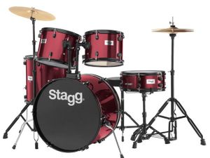מערכת תופים 5 חלקים בס 22″ בצבע אדום Stagg TIM122B WR