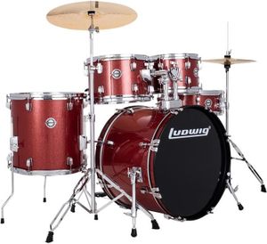 מערכת תופים 5 חלקים "20 כולל אביזרים ומצילות Ludwig LC19014 Red Sparkle