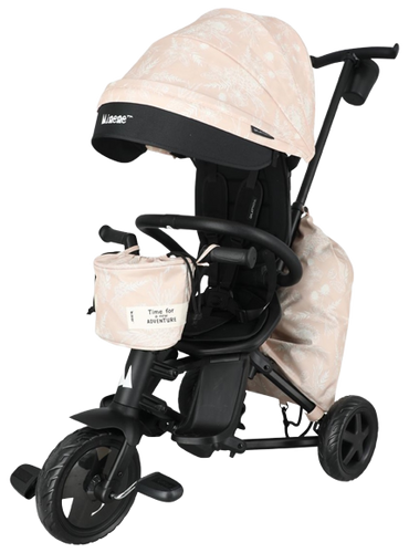 תלת אופן דו-כיווני מעוצב, עם קיפול סופר קומפקטי ו 3 שלבי שימוש - ורוד עתיק פרחוני