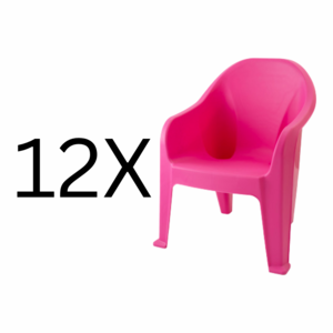 כיסאות ילדים – סט 12 ורודים מונובלוק לערימה לגן ולחצר