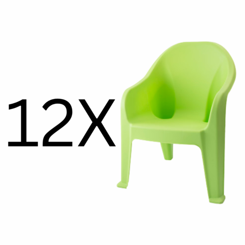 12 כיסאות ירוקים מונובלוק לילדים | כיסאות לגן ילדים | עשוי יציקה אחת פלסטיק מחוזק