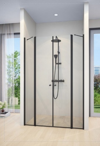 IN/OUT מקלחון חזית 2 דפנות + 2 דלתות- LIZI 2G BLACK