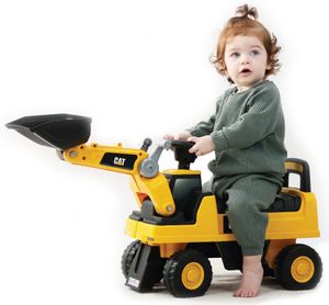 בימבה טרקטור CAT עם כף העמסה, אחסון מתחת למושב, אורות ואפקטים דובר עברית