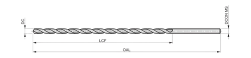 מקדח מקביל ארוך מאוד 6.0x250 HSS דגם A1256.0X250