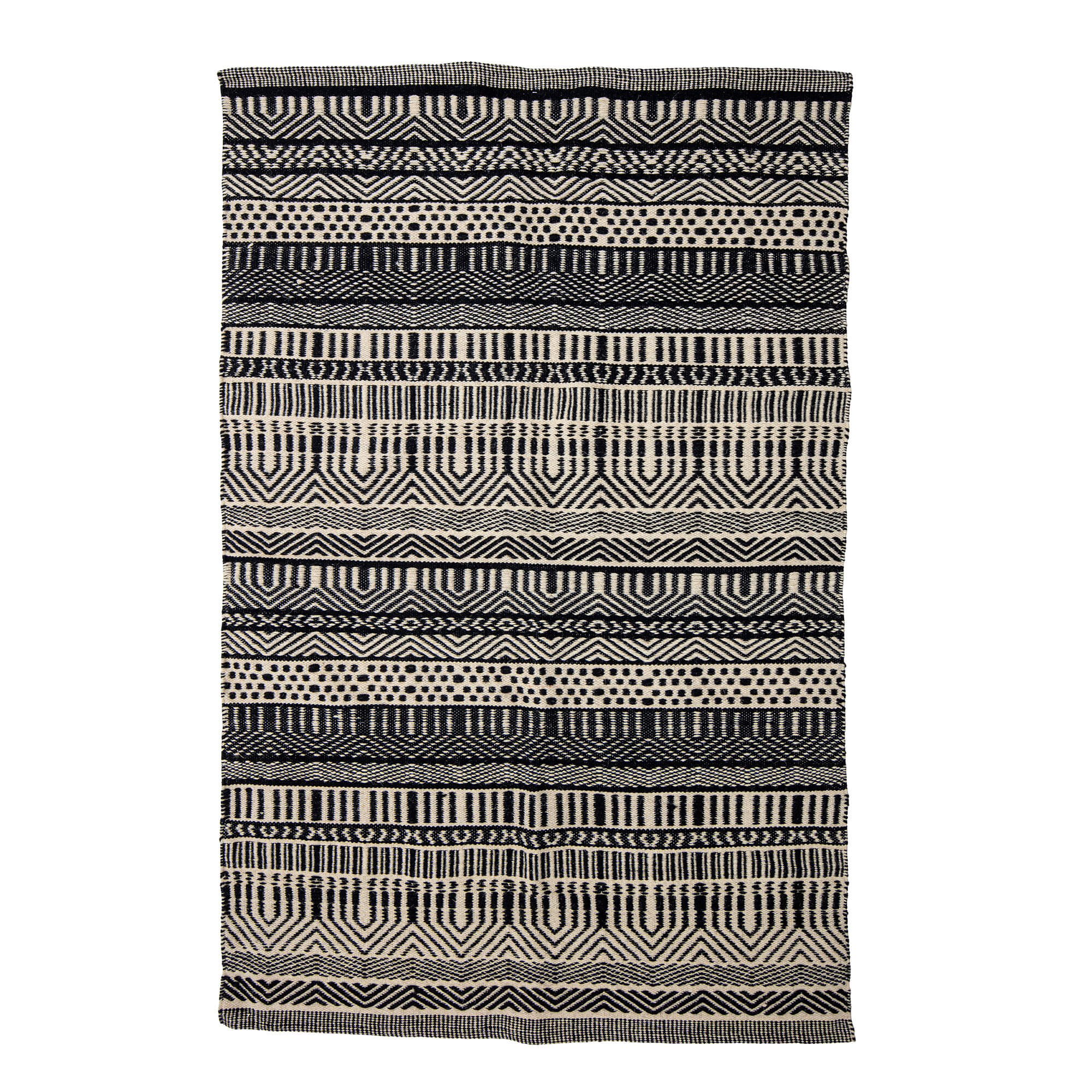 שטיח צמר 180x120 ס"מ Joob - שחור / לבן Bloomingville