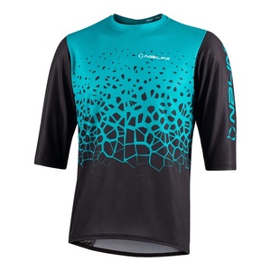 חולצה לרכיבת אופניים לגברים NEW HILL MTB JERSEY  שחור-טורקיז רשת מאווררת ועמידה לשטח