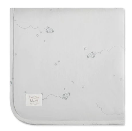 שמיכת ג'רסי עם מילוי 80/80 Cotton cloud בצבע תכלת מיננה