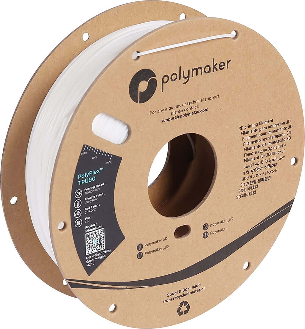 פילמנט גמיש לבן  750 גרם קוטר 2.85- POLYFLEX TPU 90A WHITE 