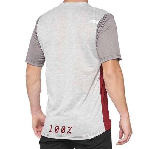 חולצת רכיבה קצרה אדום / אפור 100% - AIRMATIC JERSEY 