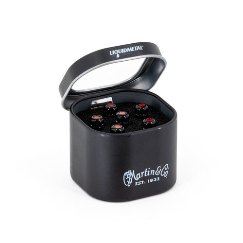 6 פינים לגיטרה MARTIN 18APP0012 Pin,Set,Liquid Metal,Black w/ Red Dots