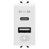 מטען USB - A+C TYPE - 3A - לבן מבריק - 1 מודול - CHORUSMART GW10449