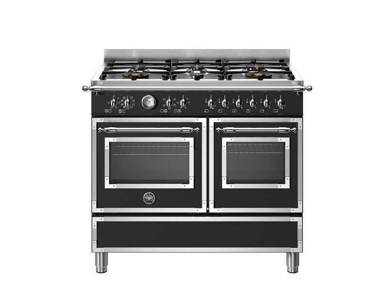 תנור אפייה דו תאי משולב 100 ס"מ Bertazzoni שחור מט דגם HER106L2ENET