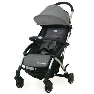 טיולון קליל עם גב קשיח 4 מצבים, קיפול קומפקטי וגגון גדול ווינד גאפ - אפור / שחור - Urban