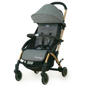 טיולון קליל עם גב קשיח 4 מצבים, קיפול קומפקטי וגגון גדול ווינד גאפ - מוזהב/אפור כהה/שחור