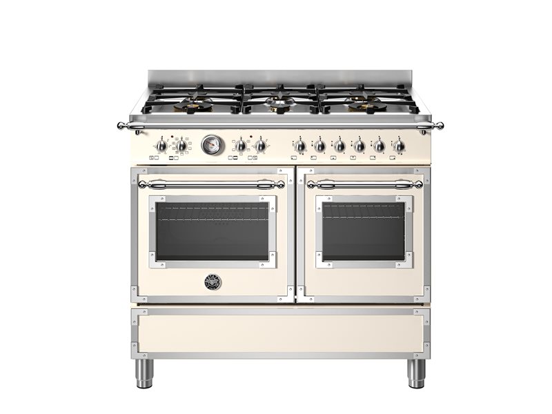 תנור אפייה דו תאי משולב 100 ס"מ Bertazzoni קרם מט דגם HER106L2ENET