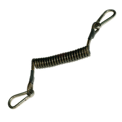 כבל איבטוח קפיצי עם קרבינות נירוסטה