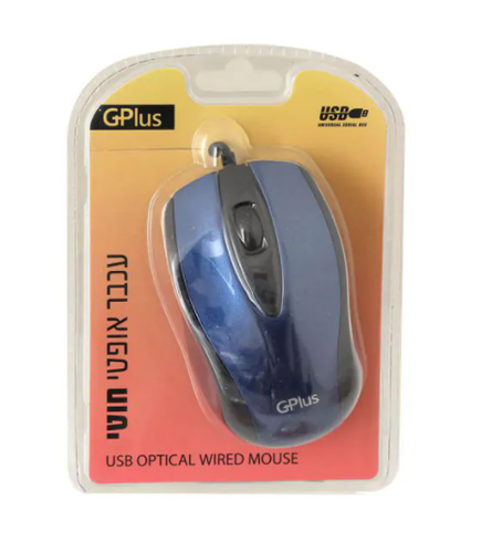 עכבר חוטי אופטי כחול מבריק Gplus