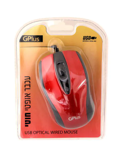 עכבר חוטי אופטי אדום מבריק Gplus