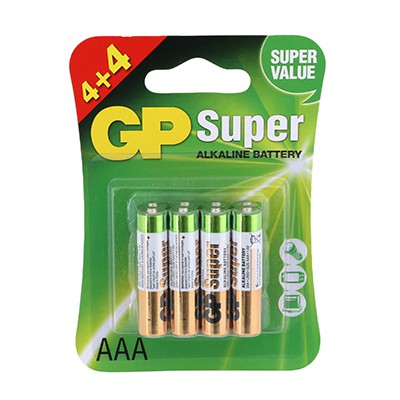 8 סוללות AAA לא נטענות דגם Super Alkaline של חברת GP