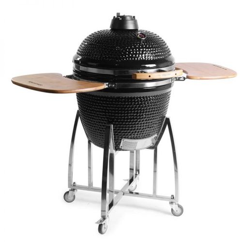 מעשנה גריל וטאבון 26 אינץ KING KAMADO כולל ציוד למעשנה בצבע שחור
