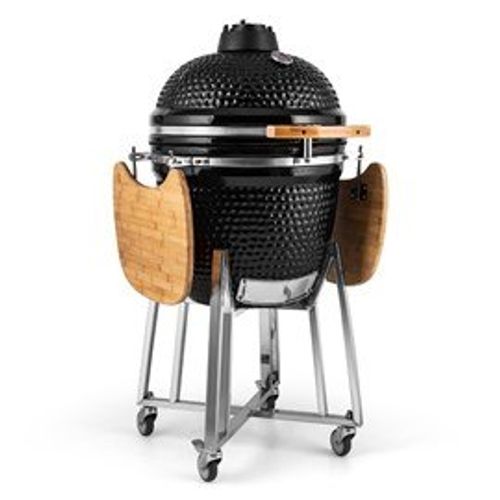 מעשנה גריל וטאבון 24 אינץ KING KAMADO כולל ציוד למעשנה בצבע שחור