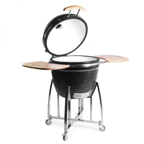 מעשנה גריל וטאבון 24 אינץ KING KAMADO כולל ציוד למעשנה בצבע שחור