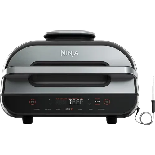 נינג’ה גריל SMART GRILL XL ”על האש” בתוך הבית בלי כל העשן מסביב גדול ב 50% עם מערכת בישול חכמה תוצרת NINJA דגם AG553