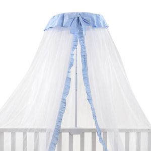 כילה למיטת תינוק / עריסה / לול כולל מתקן תליה - לבן פס תכלת