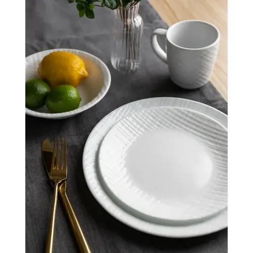 סט צלחות 18 חלקים, קורנינג לנין וויב | Corning Ware Linen Weave