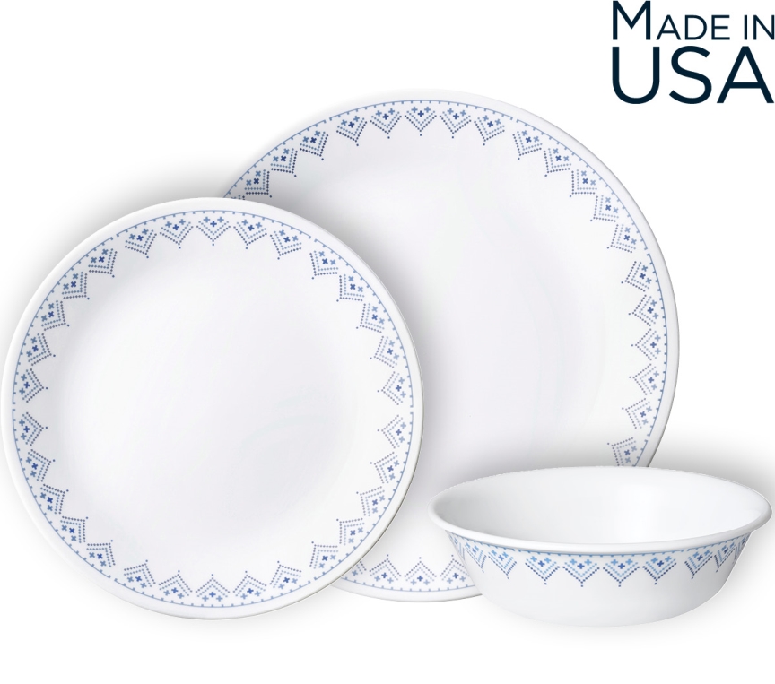 סט צלחות 18 חלקים, קורנינג פאטצוורק | Corning Ware Patchwork