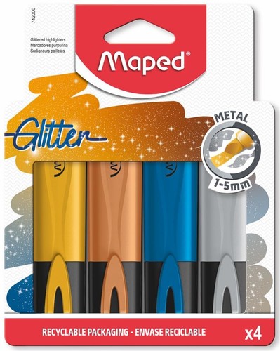 סט 4 טוש זוהר נצנצים Maped CB7420002