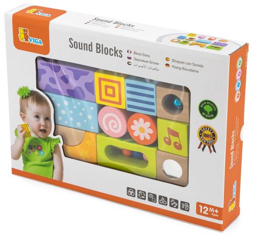 12 קוביות עץ מוזיקליות מעץ