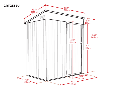 מחסן מתכת דגם 1.71X1.03 Garden Top CR53