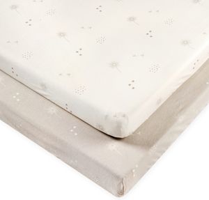 זוג סדינים למיטת תינוק או מעבר 100% כותנה טריקו מקולקציית SHAPES - בז