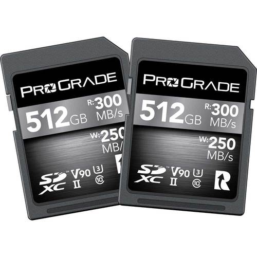 זוג כרטיסי זיכרון ProGrade Digital 512GB UHS-II SDXC