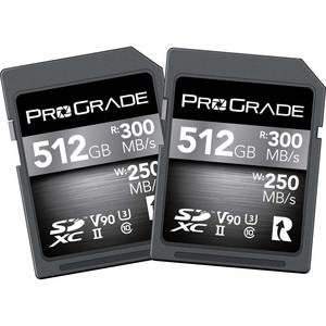 זוג כרטיסי זיכרון ProGrade Digital 512GB UHS-II SDXC